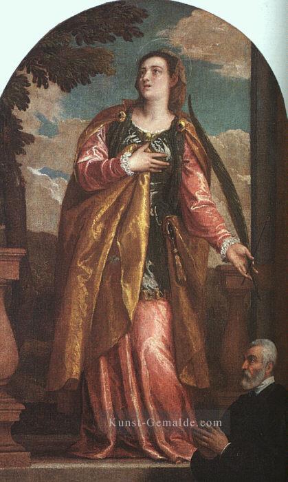 St Lucy und ein Donor Renaissance Paolo Veronese Ölgemälde